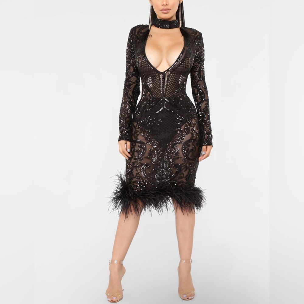 Sequin V-neck Dress